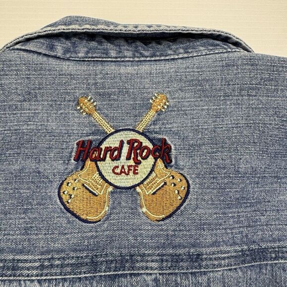 Vintage Hard Rock Cafe Denim Shirt ORLANDO Button Up Long Sleeve Size Medium - Picture 4 of 10
